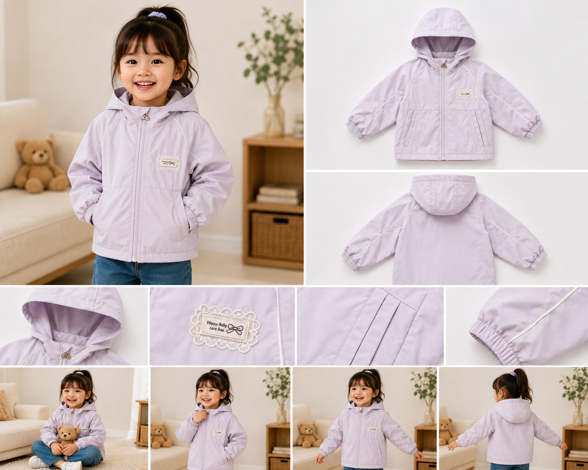 Girls’ Winter Hooded Jacket – Lavender | 2–6Years