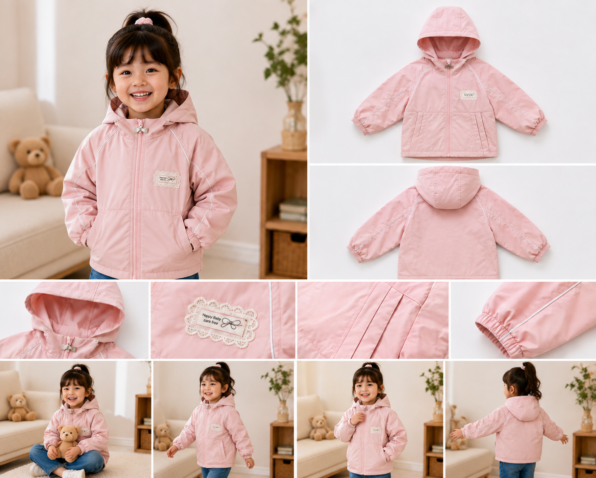Girls’ Winter Hooded Jacket – Soft Pink | 2–6Years