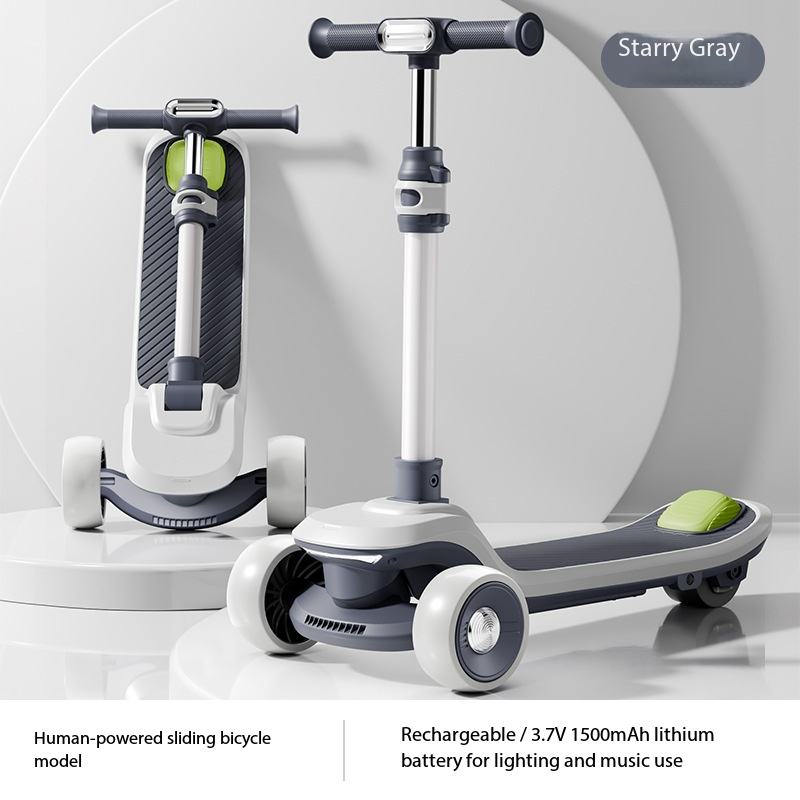New Children's Electric Scooter Rechargeable 2-12 Years Old 3-Wheel Foldable