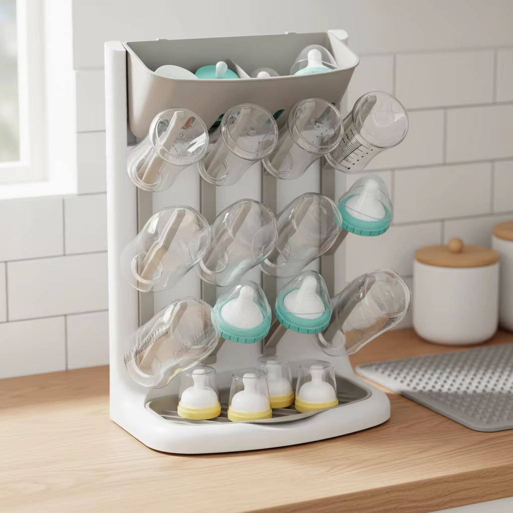 Wallmounted Baby Bottle Drying Rack – Hygienic & Space-Saving Organizer
