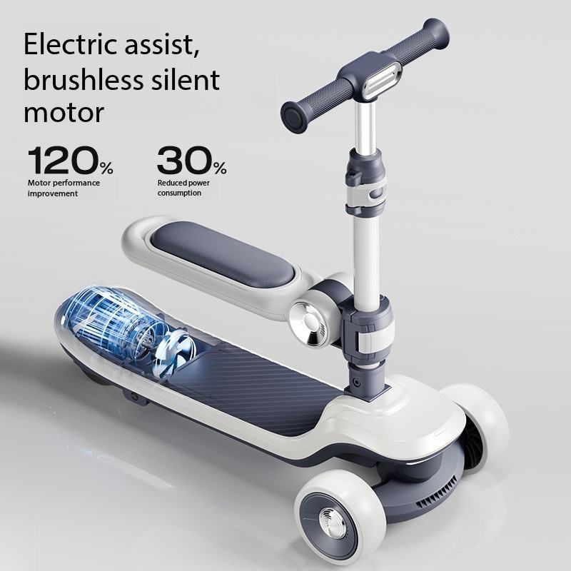 New Children's Electric Scooter Rechargeable 2-12 Years Old 3-Wheel Foldable