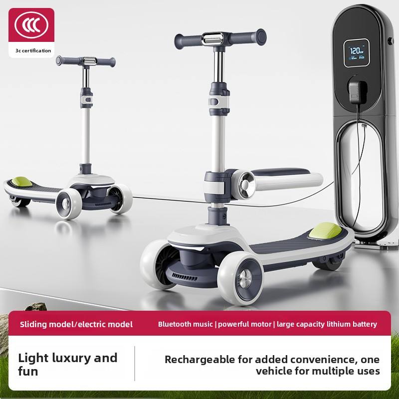 New Children's Electric Scooter Rechargeable 2-12 Years Old 3-Wheel Foldable