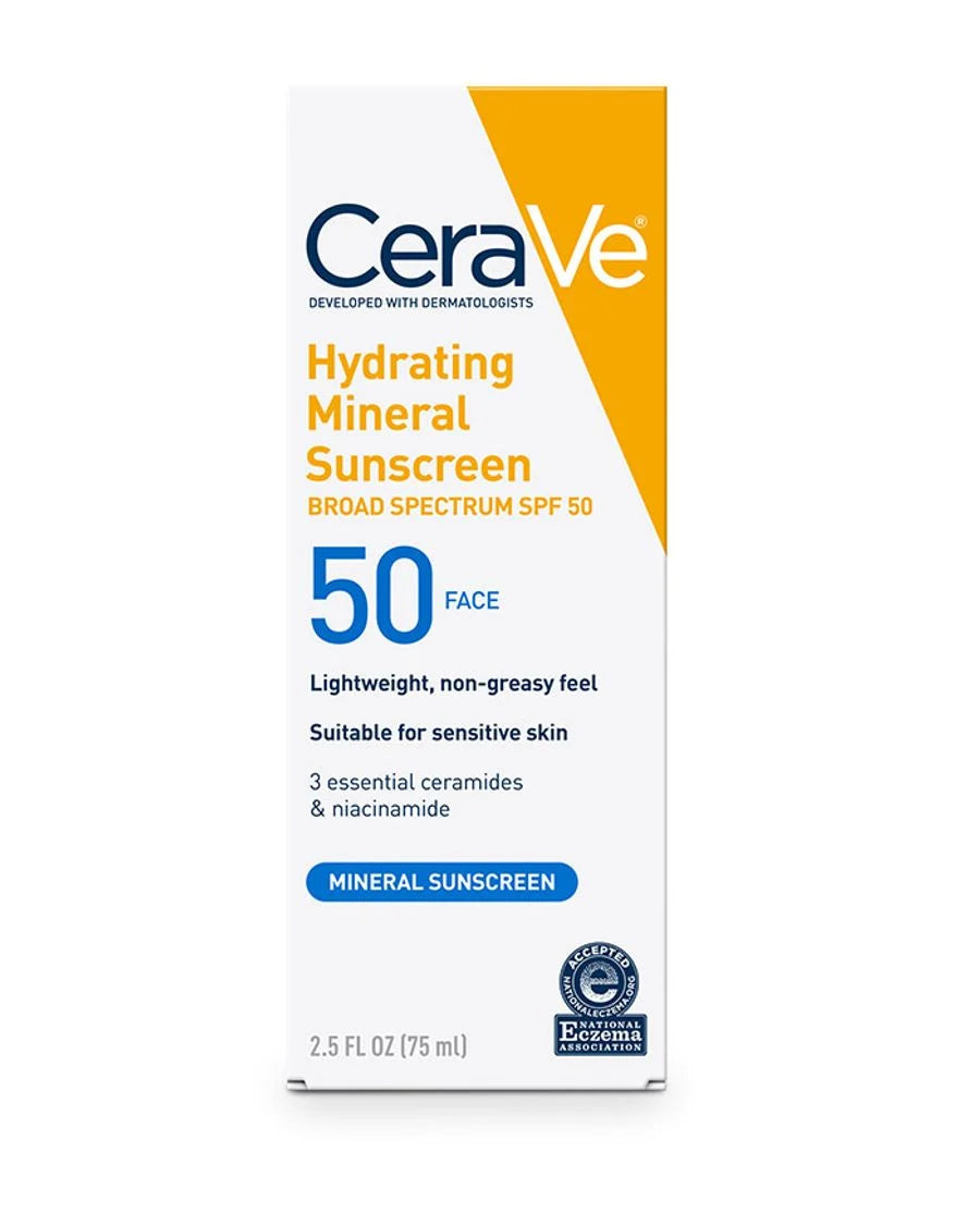 CeraVe Hydrating Mineral Sunscreen SPF 50 for Sensitive Skin 75ml